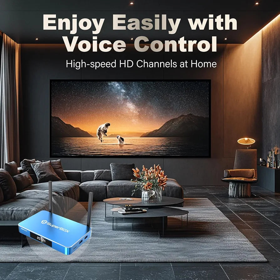  2025 S6 MAX Bundle 6K TV Box,4GB RAM+64GB ROM,Powerful Smart Box,Time Shift, Parental Control Time,Easy Setup Guide,Phone Support,2T2R,Dual Band WiFi, Built-in Voice Control System