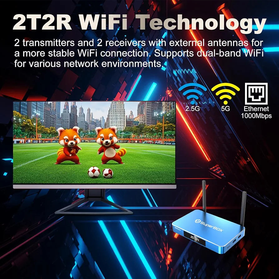  2025 S6 MAX Bundle 6K TV Box,4GB RAM+64GB ROM,Powerful Smart Box,Time Shift, Parental Control Time,Easy Setup Guide,Phone Support,2T2R,Dual Band WiFi, Built-in Voice Control System